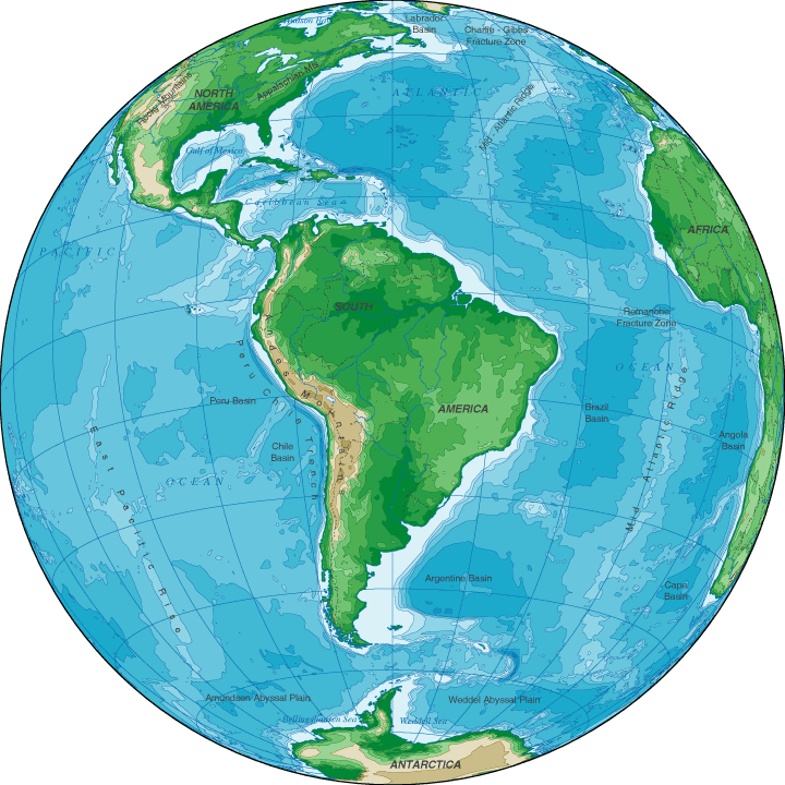 map of south american. South America Topographical