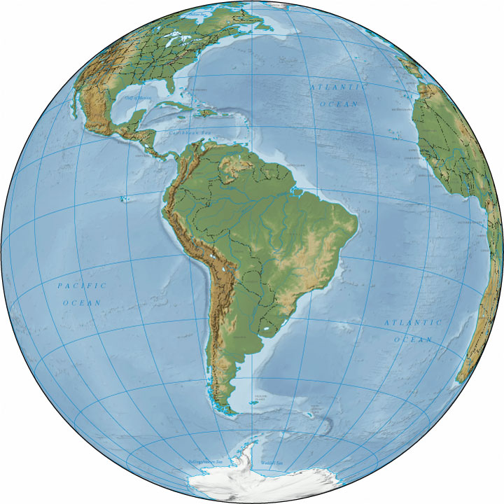 map south america - relief map of south america